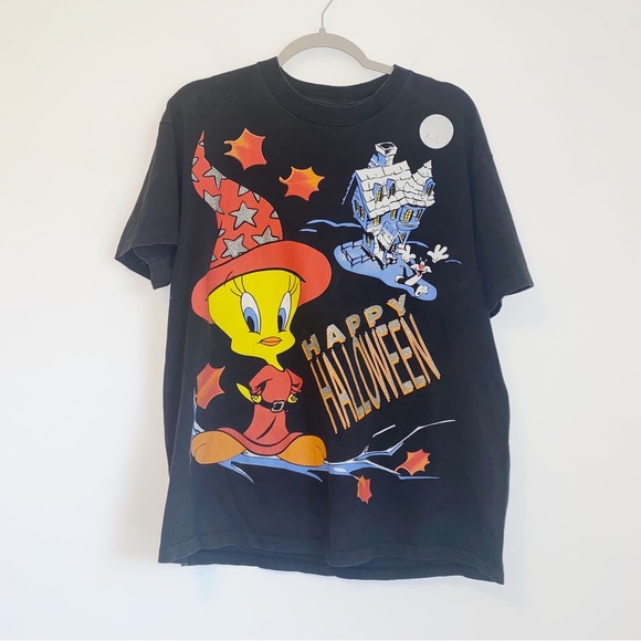 Vintage 90s Looney Tunes Tweety Bird Halloween T-shirt - Picture 1 of 8